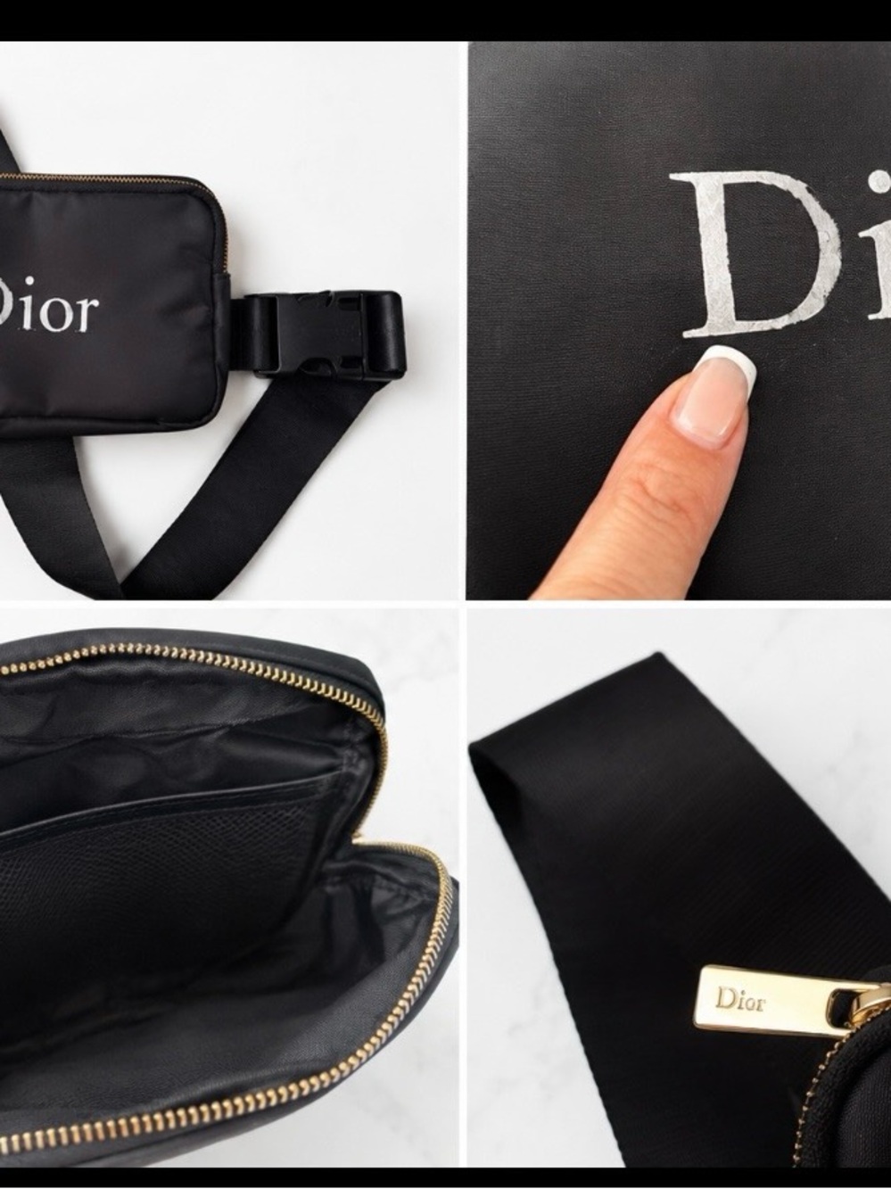 Dior Black Nylon Mini Belt Bag with Gold Hardware